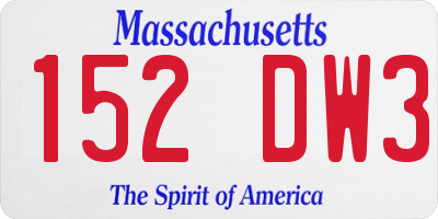 MA license plate 152DW3