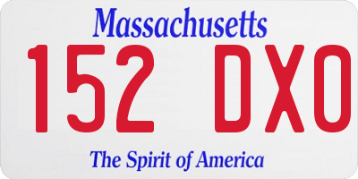 MA license plate 152DX0