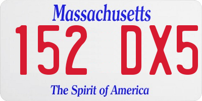 MA license plate 152DX5