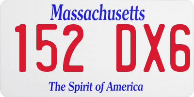 MA license plate 152DX6