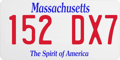 MA license plate 152DX7