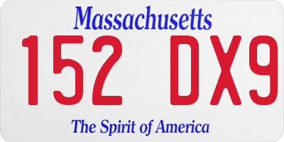 MA license plate 152DX9
