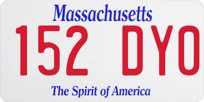 MA license plate 152DY0