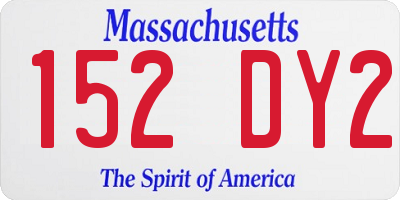 MA license plate 152DY2