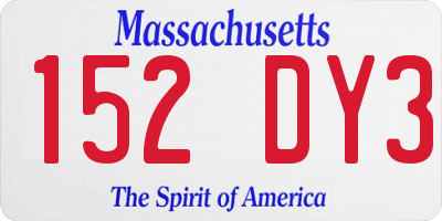 MA license plate 152DY3
