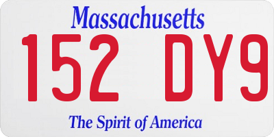 MA license plate 152DY9