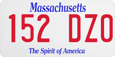 MA license plate 152DZ0