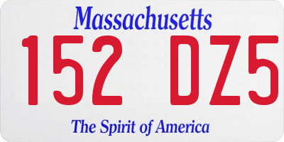 MA license plate 152DZ5