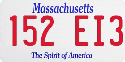 MA license plate 152EI3