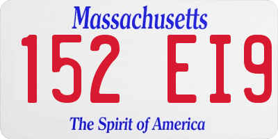 MA license plate 152EI9