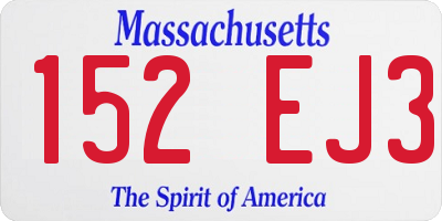 MA license plate 152EJ3