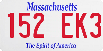 MA license plate 152EK3