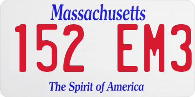 MA license plate 152EM3