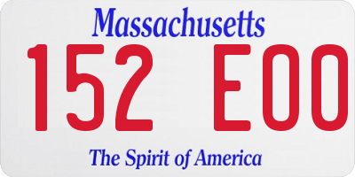 MA license plate 152EO0