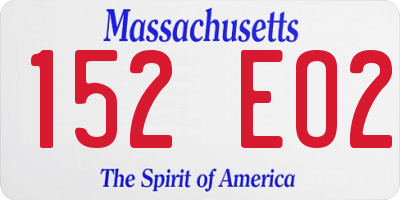 MA license plate 152EO2