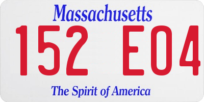 MA license plate 152EO4