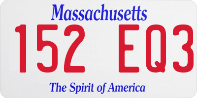 MA license plate 152EQ3