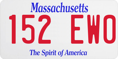 MA license plate 152EW0