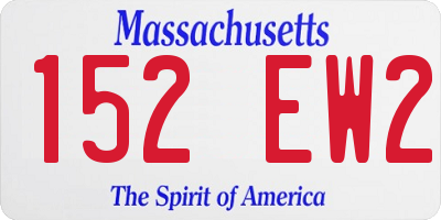 MA license plate 152EW2