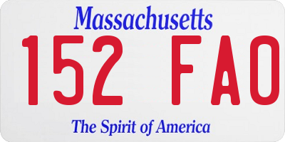 MA license plate 152FA0
