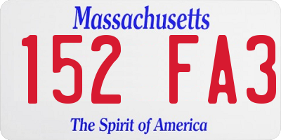 MA license plate 152FA3