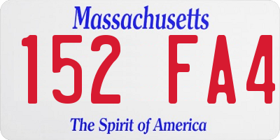 MA license plate 152FA4