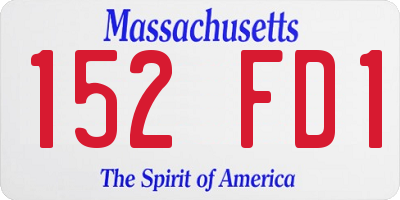 MA license plate 152FD1