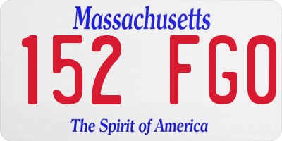 MA license plate 152FG0