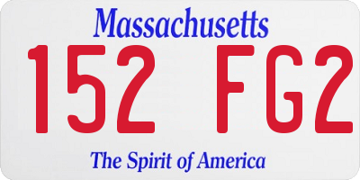 MA license plate 152FG2