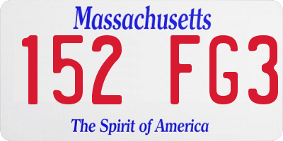 MA license plate 152FG3