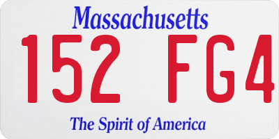 MA license plate 152FG4