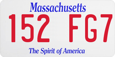 MA license plate 152FG7