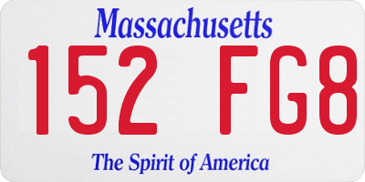 MA license plate 152FG8