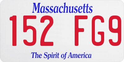 MA license plate 152FG9
