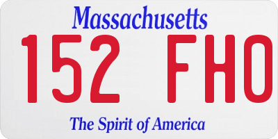 MA license plate 152FH0