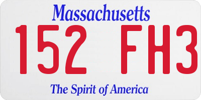 MA license plate 152FH3