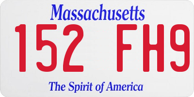 MA license plate 152FH9