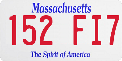 MA license plate 152FI7