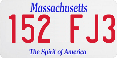 MA license plate 152FJ3