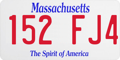 MA license plate 152FJ4