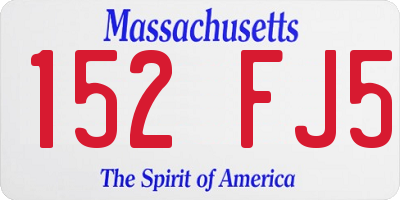 MA license plate 152FJ5