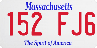 MA license plate 152FJ6