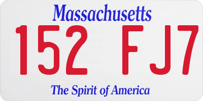 MA license plate 152FJ7