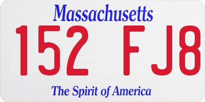 MA license plate 152FJ8