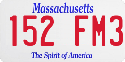 MA license plate 152FM3