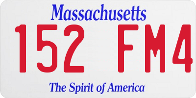 MA license plate 152FM4