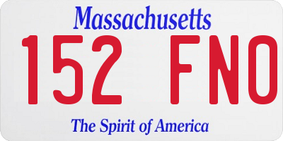MA license plate 152FN0