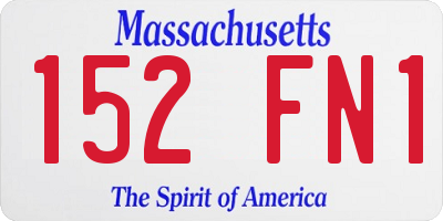 MA license plate 152FN1