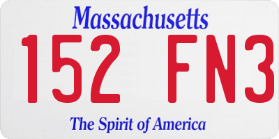 MA license plate 152FN3