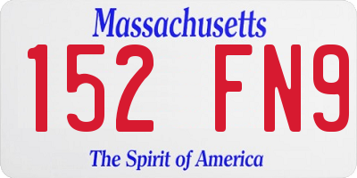 MA license plate 152FN9